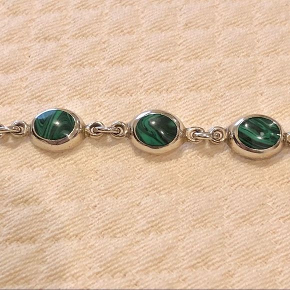 TAXCO Malachite Sterling Silver Linked Bracelet - Picture 9 of 10